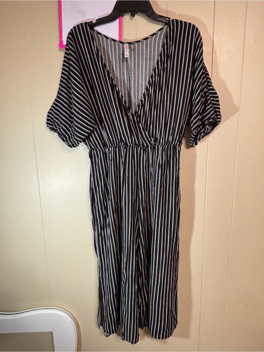 Women’s Black and White Striped V-Neck jumpsuit